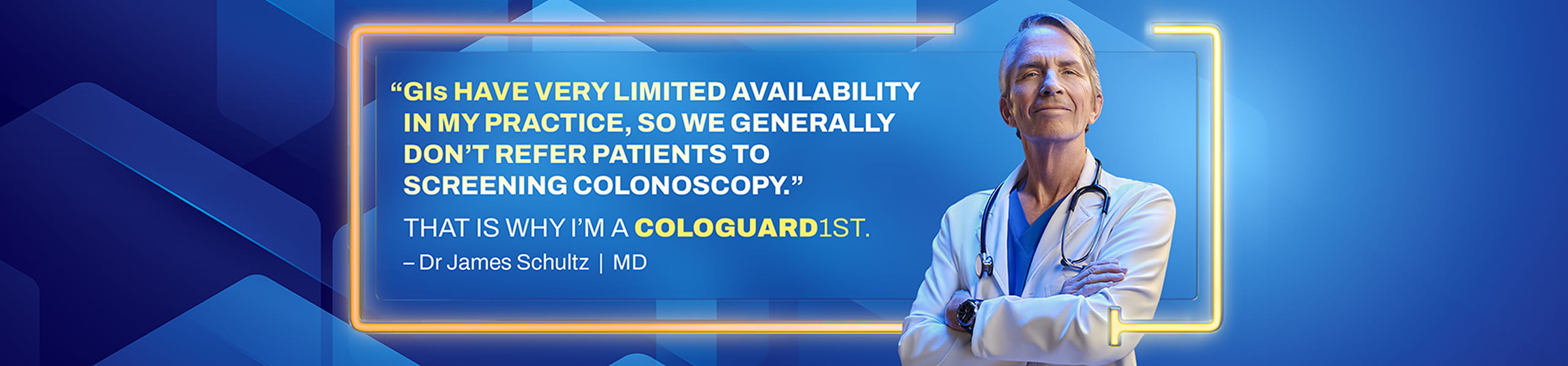 Dr James Schultz, MD, discusses limited GI availability and preference for Cologuard screening.